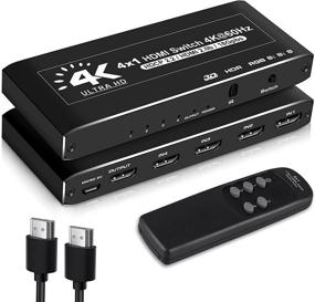 img 4 attached to HDMI переключатель 4x1 с IR пультом дистанционного управления - 4 портовый селектор HDMI для 🎮 ПК, PS4, PS5, DVD, проектора - поддерживает 3D HDCP 2.2, 4Kx2K HDR, HDMI 2.0b, Dolby - от Avedio