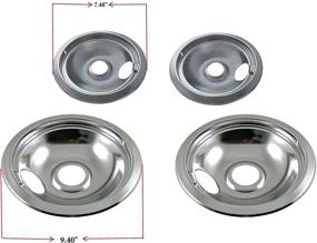 img 2 attached to 🍳 KITCHEN BASICS 101 316048413 & 316048414 Chrome Drip Pans for Frigidaire Kenmore - 2x 6-Inch & 2x 8-Inch Pans, 4 Pack