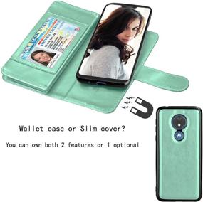 img 1 attached to Moto G7 Power Wallet Case - Njjex [9 Card Slots] PU Leather ID Credit Holder Folio Flip Magnetic Phone Cover & Lanyard [Mint]