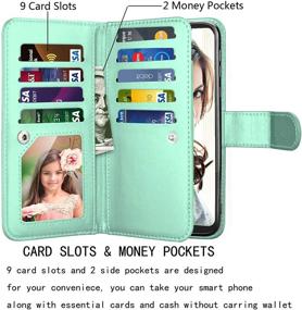 img 3 attached to Moto G7 Power Wallet Case - Njjex [9 Card Slots] PU Leather ID Credit Holder Folio Flip Magnetic Phone Cover & Lanyard [Mint]