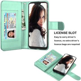 img 2 attached to Moto G7 Power Wallet Case - Njjex [9 Card Slots] PU Leather ID Credit Holder Folio Flip Magnetic Phone Cover & Lanyard [Mint]