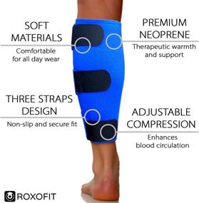 img 3 attached to Calf Compression Sleeve for Shin Splints and Torn Calf Muscles - Neoprene Runners Injury Wrap for Strains and Tears - Lower Leg Brace for Men and Women - Shin Splint Compression Sleeve