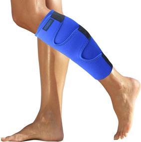 img 4 attached to Calf Compression Sleeve for Shin Splints and Torn Calf Muscles - Neoprene Runners Injury Wrap for Strains and Tears - Lower Leg Brace for Men and Women - Shin Splint Compression Sleeve