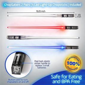 img 2 attached to 🥢 LED Light Up Lightsaber Chopsticks - Glowing Light Saber Chopsticks - Reusable Lightup Sushi Sabers Chopstick Set Of 4 Pairs - 8 Color Changing Modes