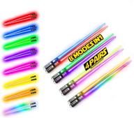 🥢 led light up lightsaber chopsticks - glowing light saber chopsticks - reusable lightup sushi sabers chopstick set of 4 pairs - 8 color changing modes logo