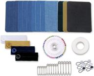 🧵 complete repair kit for clothes: hemming fabric tape, iron on patches, extenders, sewing and safety pins logo