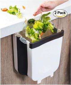 img 3 attached to 🗑️ VidiGi - Set of 2 White Hanging Trash Can, Small Waste Basket Garbage Bin 9L – Collapsible Mini Garbage Bin for Bedroom, Bathroom, Wall Mounted Folding Waste Bin for Kitchen Cabinet Door Hanging