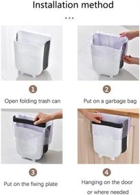 img 2 attached to 🗑️ VidiGi - Set of 2 White Hanging Trash Can, Small Waste Basket Garbage Bin 9L – Collapsible Mini Garbage Bin for Bedroom, Bathroom, Wall Mounted Folding Waste Bin for Kitchen Cabinet Door Hanging