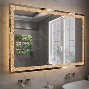 img 4 attached to 🪞 Chende 32'' x 24'' Crystal Bathroom Mirror: Stylish, Dimmable LED Vanity Mirror for Bathroom & Bedroom