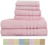 petal pink home bath towel set - ultra soft & highly absorbent 100% bamboo fiber, fade-resistant - includes 2 bath towels, 2 hand towels, 2 wash cloths logo