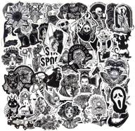 50-piece gothic stickers set: black and white skull water bottle stickers for teens, laptop decals - vinyl, waterproof stickers ideal for cars, motorcycles, bicycles, skateboards logo