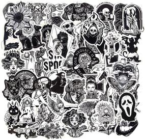 img 3 attached to 50-Piece Gothic Stickers Set: Black and White Skull Water Bottle Stickers for Teens, Laptop Decals - Vinyl, Waterproof Stickers Ideal for Cars, Motorcycles, Bicycles, Skateboards