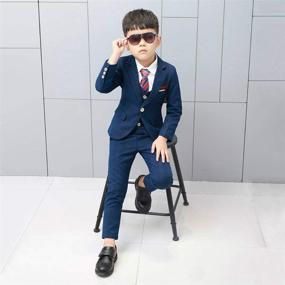 img 3 attached to Boys 4-Piece Slim Fit Dresswear Suit Set for Christmas Formal Events