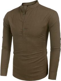 img 3 attached to 👕 COOFANDY Cotton Henley Sleeve Hippie Men's Clothing: Stylish Shirts for a Cool Look