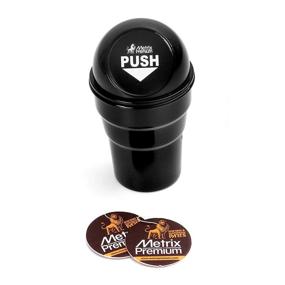 img 4 attached to Metrix Premium Car Trash Can with Cup Holder, Small Mini Garbage Bin - Perfect for Home, Office & Car | Black + Bonus 2 Hanging Air Fresheners