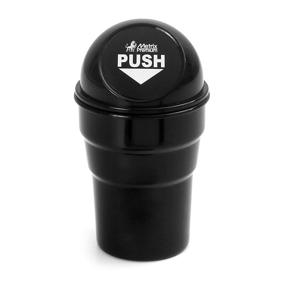 img 2 attached to Metrix Premium Car Trash Can with Cup Holder, Small Mini Garbage Bin - Perfect for Home, Office & Car | Black + Bonus 2 Hanging Air Fresheners
