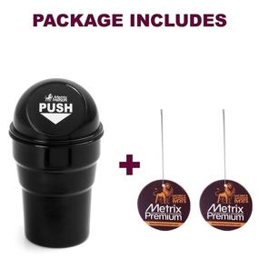 img 3 attached to Metrix Premium Car Trash Can with Cup Holder, Small Mini Garbage Bin - Perfect for Home, Office & Car | Black + Bonus 2 Hanging Air Fresheners