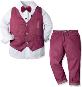 img 3 attached to 👔 Nwada Boys Formal Tuxedos - Long Sleeve Shirt, Vest, Pants, and Bow Tie Set for Kids, 3-7 Years