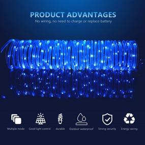 img 2 attached to 🎆 FOLUR Solar Rope Lights: 200LED 66ft String Lights - 8 Modes, Waterproof Blue Outdoor Lighting for Garden, Christmas, Wedding, and Parties