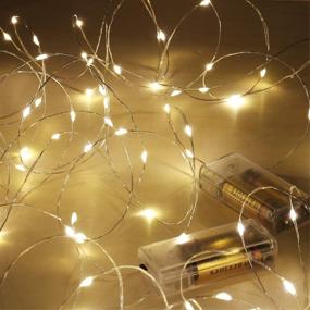 img 4 attached to 🔮 Fairy Lights Battery Operated - 2 Pack, 16.5Ft Warm White 50 LED, Waterproof Copper Wire String Lights for Wedding, Bedroom Decor, Christmas, Walls, Garden - SINAMER