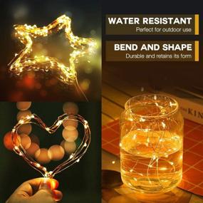 img 3 attached to 🔮 Fairy Lights Battery Operated - 2 Pack, 16.5Ft Warm White 50 LED, Waterproof Copper Wire String Lights for Wedding, Bedroom Decor, Christmas, Walls, Garden - SINAMER