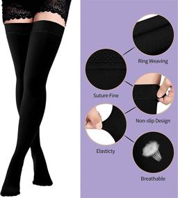 img 3 attached to 20-30mmHg Closed Toe Thigh High Compression Stockings for Women & Men