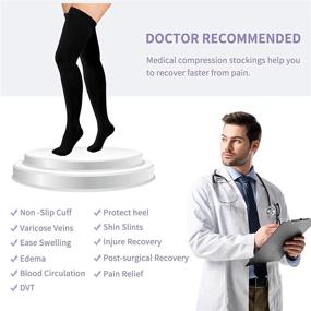 img 2 attached to 20-30mmHg Closed Toe Thigh High Compression Stockings for Women & Men