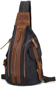 img 4 attached to 🎒 Versatile Canvas Sling Bag Crossbody Backpack: The Perfect Casual Daypack Solution