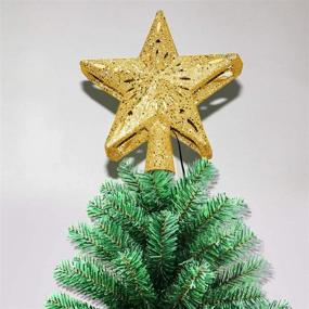 img 1 attached to 🎄 Lighted Gold Christmas Tree Topper with White Snowflake Projector, Rotating LED Snowflake, Glittery 3D Snow Tree Topper for Christmas Tree Decorations, Holiday Party Decor