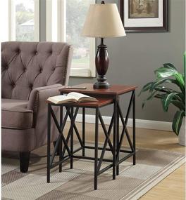 img 1 attached to 🌧️ Convenience Concepts Tucson Nesting End Tables: Weathered Gray/Black - Perfect Blend of Style and Function