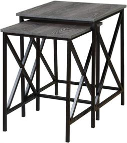 img 3 attached to 🌧️ Convenience Concepts Tucson Nesting End Tables: Weathered Gray/Black - Perfect Blend of Style and Function