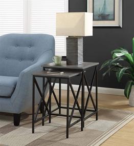 img 2 attached to 🌧️ Convenience Concepts Tucson Nesting End Tables: Weathered Gray/Black - Perfect Blend of Style and Function