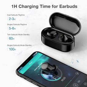 img 2 attached to 🎧 Беспроводные наушники TWS Bluetooth 5.0 | Настоящий беспроводной звук высокой четкости с аккумулятором на 30 часов | Внутриканальные наушники с встроенным микрофоном и портативным зарядным кейсом.