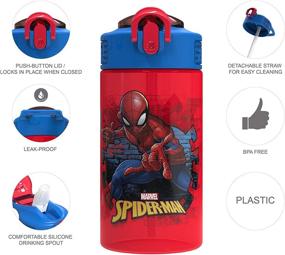 img 3 attached to 🚰 Zak Designs Marvel Kids Spout Cover & Carrying Loop Water Bottle (16 oz, BPA-Free) - Leak-Proof Plastic Design