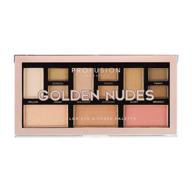💄 profusion cosmetics long lasting mini artistry 12 shade eyeshadow & blush palette - high shine highlighter + blendable golden nude shades logo