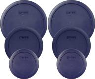 🔵 набор pyrex - 6 предметов: (2) 7402-pc 6/7-чашек, (2) 7201-pc 4-чашки, (2) 7200-pc 2-чашки синие пластиковые крышки логотип