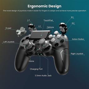 img 1 attached to 🎮 YCCSKY Wireless Game Controller for PS4/PS4 Slim/PS4 Pro Console with Share Button, Ergonomic Design, Vbt Function - 1000mAh Black