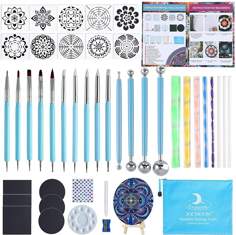 Set of 13 Dotting Tools for Dot Mandala Painting Curved Stylus Set With 5  Different Tools and 8 Acrylic Rods in Different Sizes 