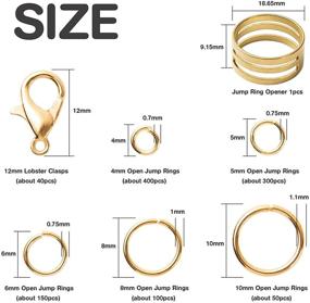 img 3 attached to 🔧 Premium Handyman Crafts Jump Rings Kit: 1000PCS Open Jump Rings, 40PCS 12mm Lobster Clasps, and Jump Rings Opener for Jewelry Making, Keychains, and Necklace Repair in Luxurious Gold