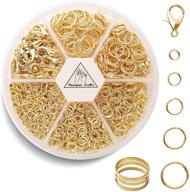 🔧 premium handyman crafts jump rings kit: 1000pcs open jump rings, 40pcs 12mm lobster clasps, and jump rings opener for jewelry making, keychains, and necklace repair in luxurious gold logo