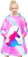 wearable unicorn winter hooded pullover for girls 5-15y - oversized blanket sweatshirt, comfy fleece sherpa hoodie logo