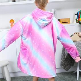 img 3 attached to Wearable Unicorn Winter Hooded Pullover for Girls 5-15Y - Oversized Blanket Sweatshirt, Comfy Fleece Sherpa Hoodie