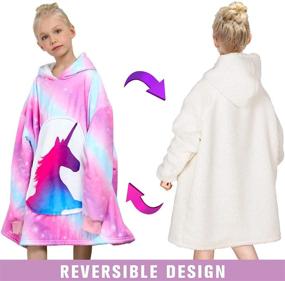 img 1 attached to Wearable Unicorn Winter Hooded Pullover for Girls 5-15Y - Oversized Blanket Sweatshirt, Comfy Fleece Sherpa Hoodie