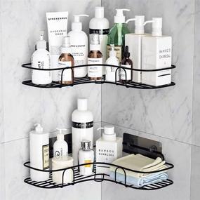 img 3 attached to 🚿 Yeegout 2 Pack Angle Shower Caddies: Adhesive Corner Organizer with Hooks for Bathroom and Kitchen