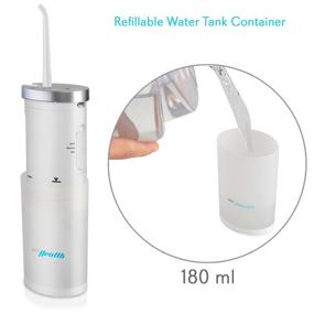 img 1 attached to Cordless & Portable Electric Water Flosser Jet - Rechargeable Battery, Foldable Tips 🚿 & 180ml Tank Refill - Compact Oral Care Kit for Adults and Kids - PHWF15WT