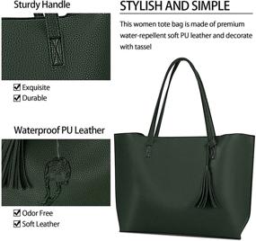 img 3 attached to 👜 Stylish Leather Tote Bag Set for Women - Trendy Purses and Handbags with Tassel Detailing