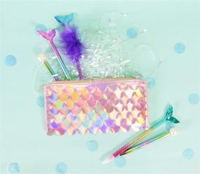 img 2 attached to 📚 Bewaltz Holographic Scales Silver Pencil Pouch - Stylish Zippered Case for School Supplies, Perfect for Students from Middle to High School