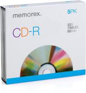 memorex memcd-r/5 cd-r: 80-минутный 700мб 52x jewel case, упаковка из 5 штук для эффективного хранения логотип