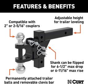 img 2 attached to CURT 45049 Adjustable Ball Mount for 2-Inch Receiver with 6-1/2-Inch Drop, Includes 2 and 2-5/16-Inch Balls, 10,000 lbs Capacity