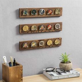 img 3 attached to 🔲 Set of 3 Brown Wood Wall Mounted Coin & Casino Chip Display Rack by MyGift